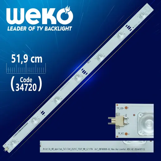ARCELİK_48_APOLLON_7X7+7X6_2121C_7S1P_NH_L2 P76 3X7 ZBF60600-AC - 51.9 CM 7 LEDLİ D - (WK-14)