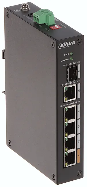 DAHUA 4port PoE 60w 1-SFP 10/100 Yönetilemez Endüstriyel Switch PFS3106-4ET-60 görseli 3