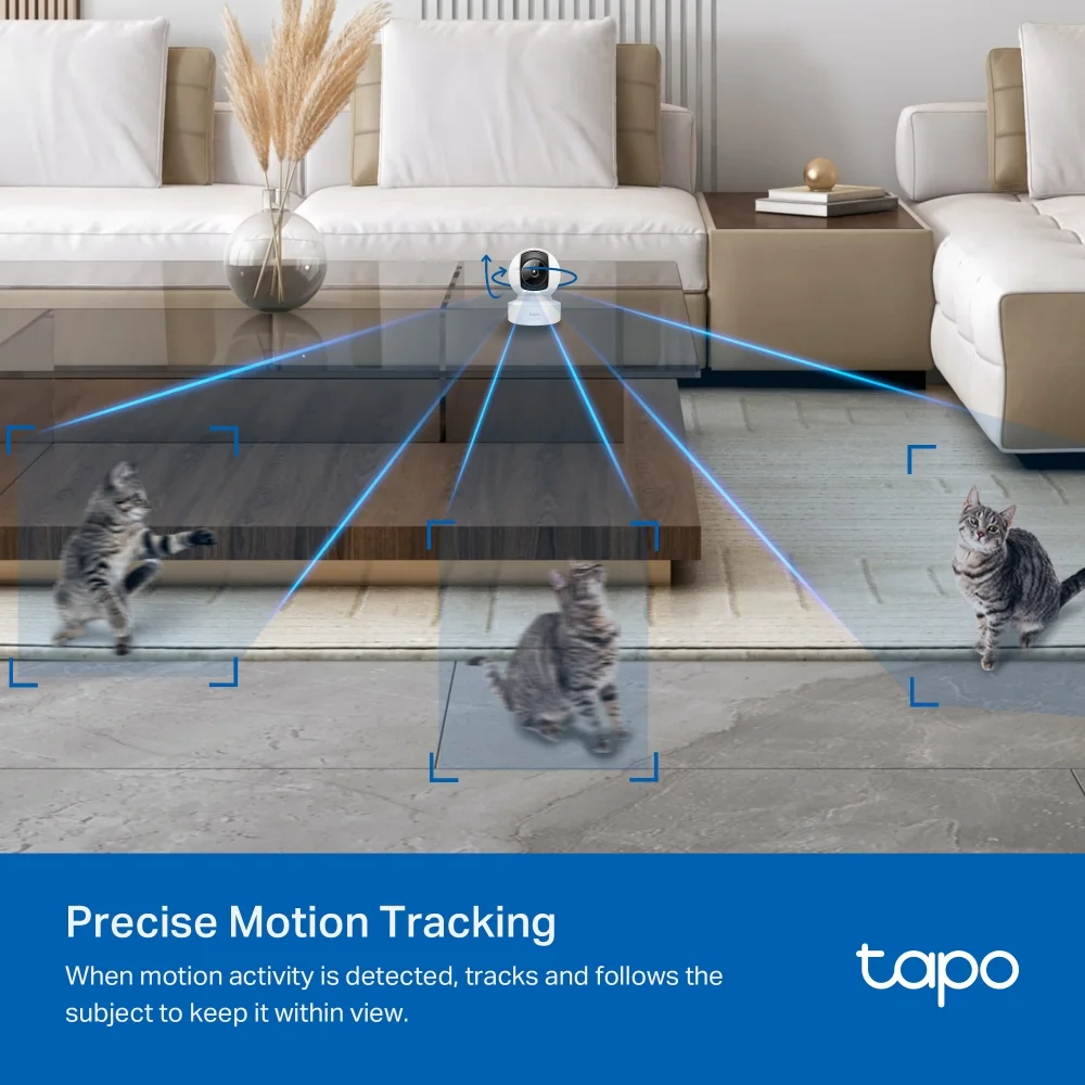 TP-LINK 4MP Pan/Tilt 360° Yatay Kapsama 12m IR Wıfı Ethernet Çift Yönlü Ses 512GB microSD Destekli İç Mekân IP Kamera TAPO C222