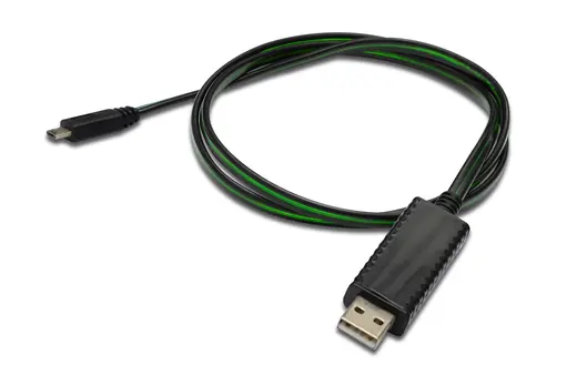 DIGITUS DB-300128-010-S Senkronizasyon ve Şarj için FLUX CONNECT Işıklı Kablo, USB A, erkek Micro USB B, erkek alternatif görünüm