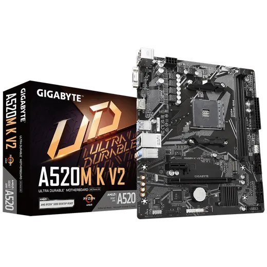 GIGABYTE A520M-K-V2 AM4 DDR4 SES GLAN HDMI/VGA SATA3 USB3.2 mATX