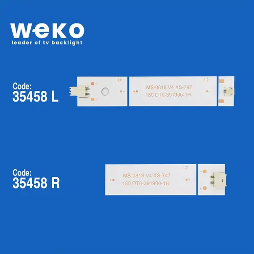 WKSET-5722 35458X4 MS-0818 V5 - A4 102-105LM 3.2-3.4V 0R WR 4 ADET LED BAR İKİYE BÖLÜNMÜŞ alternatif görünüm