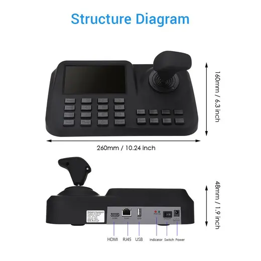 OPAX-334 IP KEYBOARD LCD EKRANLI IP SPEED DOME KAMERA KONTROL CİHAZI HDMI ÇIKIŞLI görseli 3