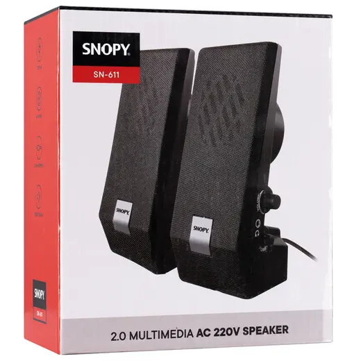 Snopy SN-611 2.0 AC 220V Siyah Speaker Hoparlör (3w Rms) görseli 4