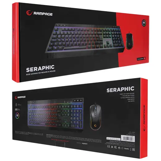 Rampage KM-R57 Seraphic Siyah RGB Multmedia Klavye ve 12800DPI MouseGaming Set alternatif görünüm