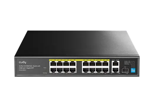 CUDY 16port PoE 200w 1-SFP/2-Uplink 10/100 Yönetilemez Switch FS1018PS1 görseli 2