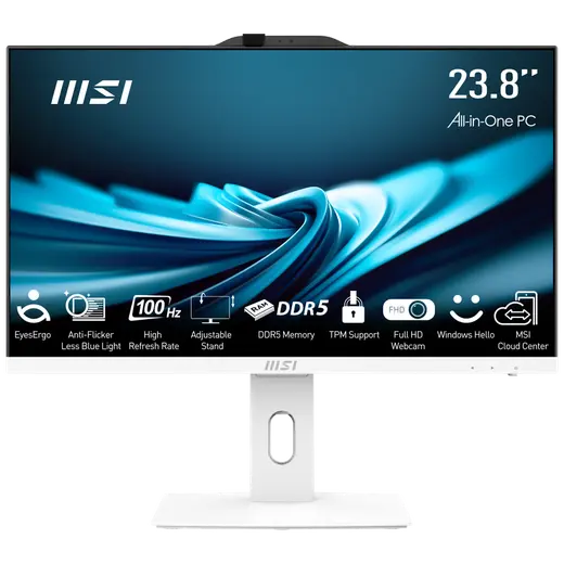 MSI AIO 23.8" CORE i5 14400-16GB DDR5 RAM-512GB NVME-FDOS BEYAZ / PRO AP242P 14M-1201EU görseli 5