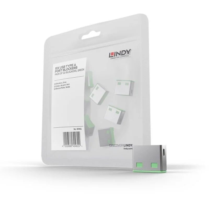 LINDY LIN-40461 USB Port Blocker (without key) - Pack of 10, Colour Code: Green