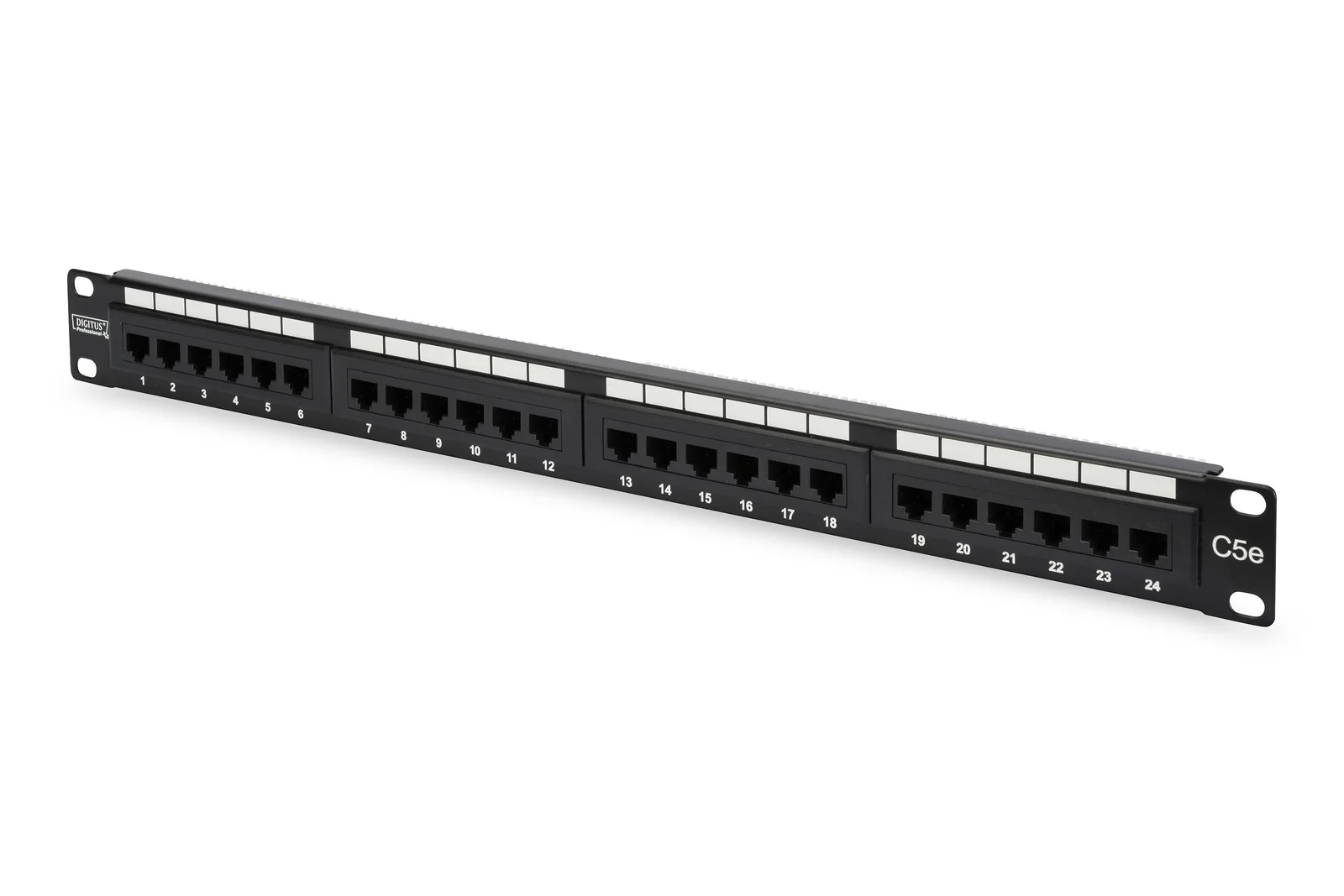 DIGITUS DN-91524U 19 Inch 24 Port Cat-5E UTP Patch Panel, 50 µ (Mikron), Altın Kontak, Zırhsız
