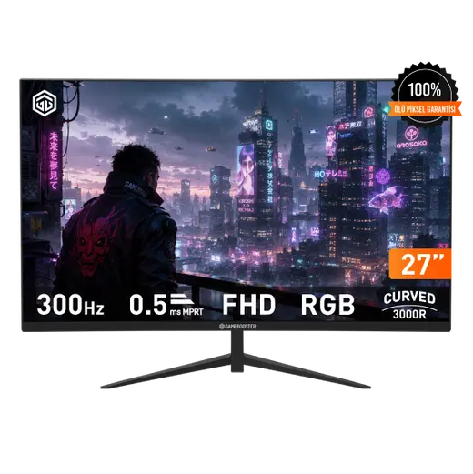 GAMEBOOSTER 27" VA LYRIS FF30 GB-27M1F300CFMR 0.5MS 300Hz HDMI-DP Kavisli Gaming Monitör 1920x1080 görseli 5