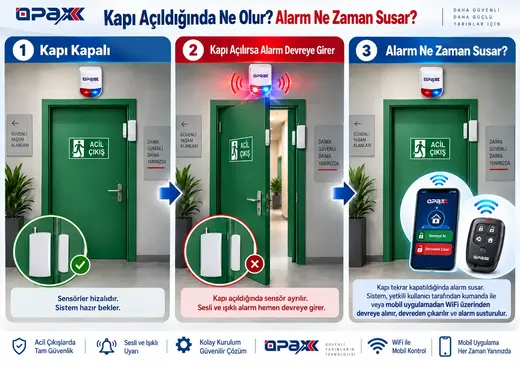 Opax HY-6107W WİFİ Kablosuz Acil Çıkış Kapısı Alarm Sistemi görseli 4