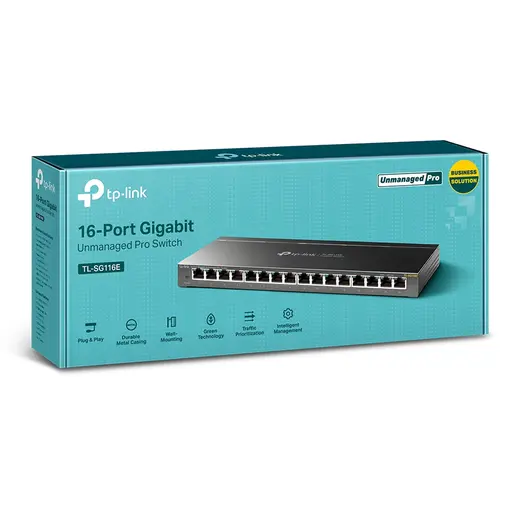 TP-LINK 16port Gigabit Yönetilemez Switch TL-SG116E görseli 1