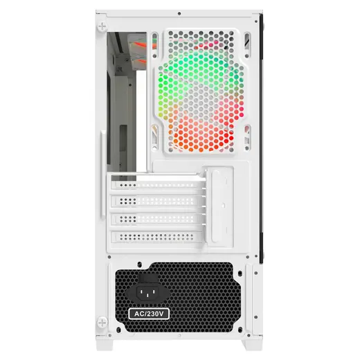 POWERBOOST 500W PB-M5001W 3-Rainbow Fanlı Gaming Micro-Tower PC Kasası Beyaz görseli 1