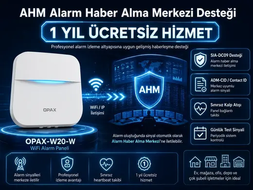 OPAX-W20-W Beyaz BGR-09 Kablosuz Sirenli Akülü WiFi Ev ve İşyeri Alarm Seti görseli 5