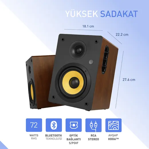 Thonet & Vander KÜRBIS 2.0 72W Cinema Ahşap Speaker - 2.0 Sistem - 72W RMS görseli 2
