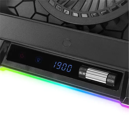 Rampage S49 Cyclone Siyah 10 Mode RGB 140-140mm 1Fanlı 14-19" LED Ekranlı Notebook Soğutucu Stand alternatif görünüm