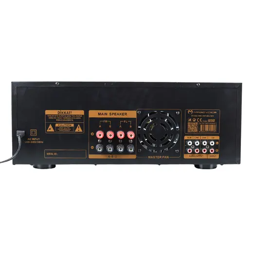 MAGICVOICE MV-1232 2*80W USB/SD BT UK-BALANS 4 MİK GİRİŞ-4 HOP ÇIKIŞLI STEREO TRAFOSUZ MIXER KÜP ANFİ görseli 3