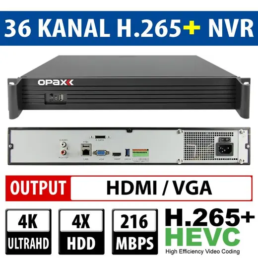 OPAX-C04L036 36 Kanal 4K 4 HDD H.265+ Akıllı Premium NVR Kayıt Cihazı alternatif görünüm