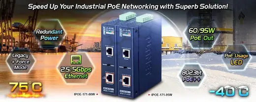 PLANET PL-IPOE-171-60W Endüstriyel Tip Tek Port Multi-Gigabit 802.3bt PoE++ Injector görseli 4