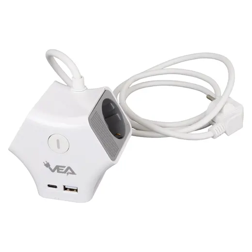 VEA VE-G903YC 3LÜ USB+ TYPE-C GİRİŞLİ ANAHTARLI 1.5 METRE GRUP PRİZ görseli 3