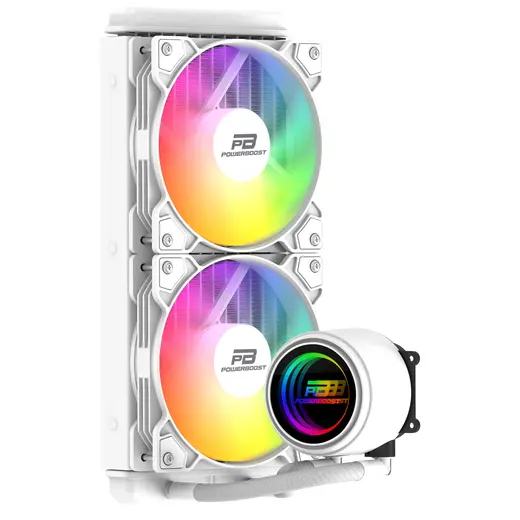 POWERBOOST 240MM CIRCLE 240W PB-LCS-CR240W Rainbow Fanlı AM5-1851p Sıvı Soğutmalı İşlemci Fanı Beyaz görseli 5