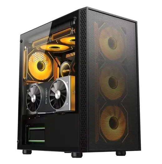 AZTECH SKY LINE AZT04 600W USB3.2 4x12CM RGB FAN TEMPERLİ CAM SİYAH ATX KASA görseli 1