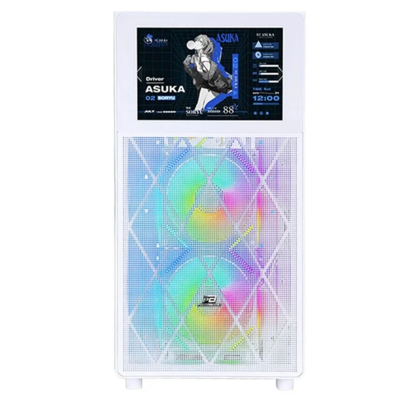 POWERBOOST PB-P4367BW 3-RGB Fanlı LCD Ekranlı Gaming Mid-Tower PC Kasası Beyaz