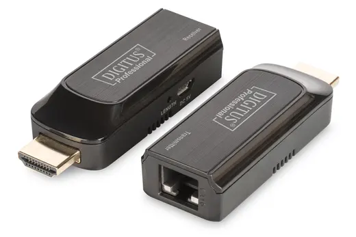 DIGITUS DS-55203 Mini HDMI Sinyal Uzatma Cihazı, Alıcı (Receiver) ve Verici (Transmitter) Birim dahil, 50 metre