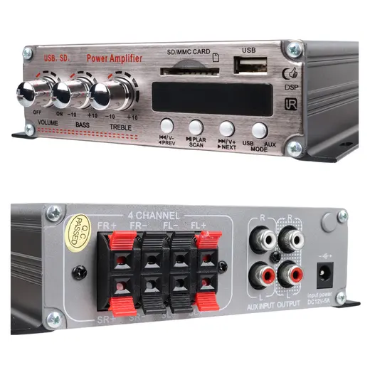 MAGICVOICE YW-281L 12 VOLT 200 WATT MOTOSİKLET BLUETOOTH AMFİ USB/SD 4 KANAL PAZARCI - ANFİ (154X140X42MM) alternatif görünüm