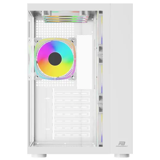 POWERBOOST PB-SS02W Sea View 7-RGB Fanlı Gaming Mid-Tower PC Kasası Beyaz görseli 2