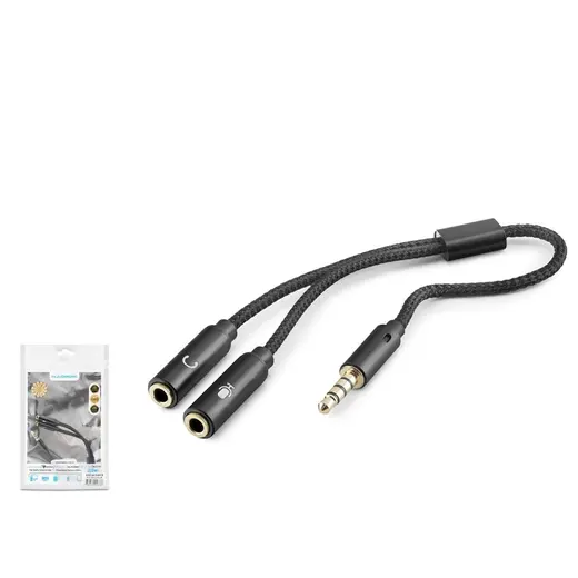 HADRON HDX1083 3.5 mm Kulaklık Mikrofon Ayırıcı Kablo 23 cm Siyah