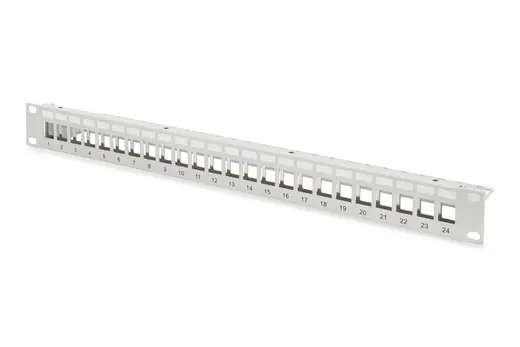 DIGITUS DN-91410 24 Port Boş Patch Panel, Zırhlı, 1U Yüksekliğinde, Gri Renk görseli 4