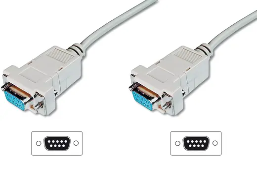 DIGITUS AK-610100-030-E Modem Bağlantı Kablosu, D-Sub9 Dişi - D-Sub9 Dişi, 3 metre, vidalı, bej renk