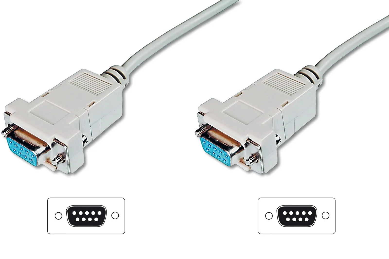 DIGITUS AK-610100-030-E Modem Bağlantı Kablosu, D-Sub9 Dişi - D-Sub9 Dişi, 3 metre, vidalı, bej renk