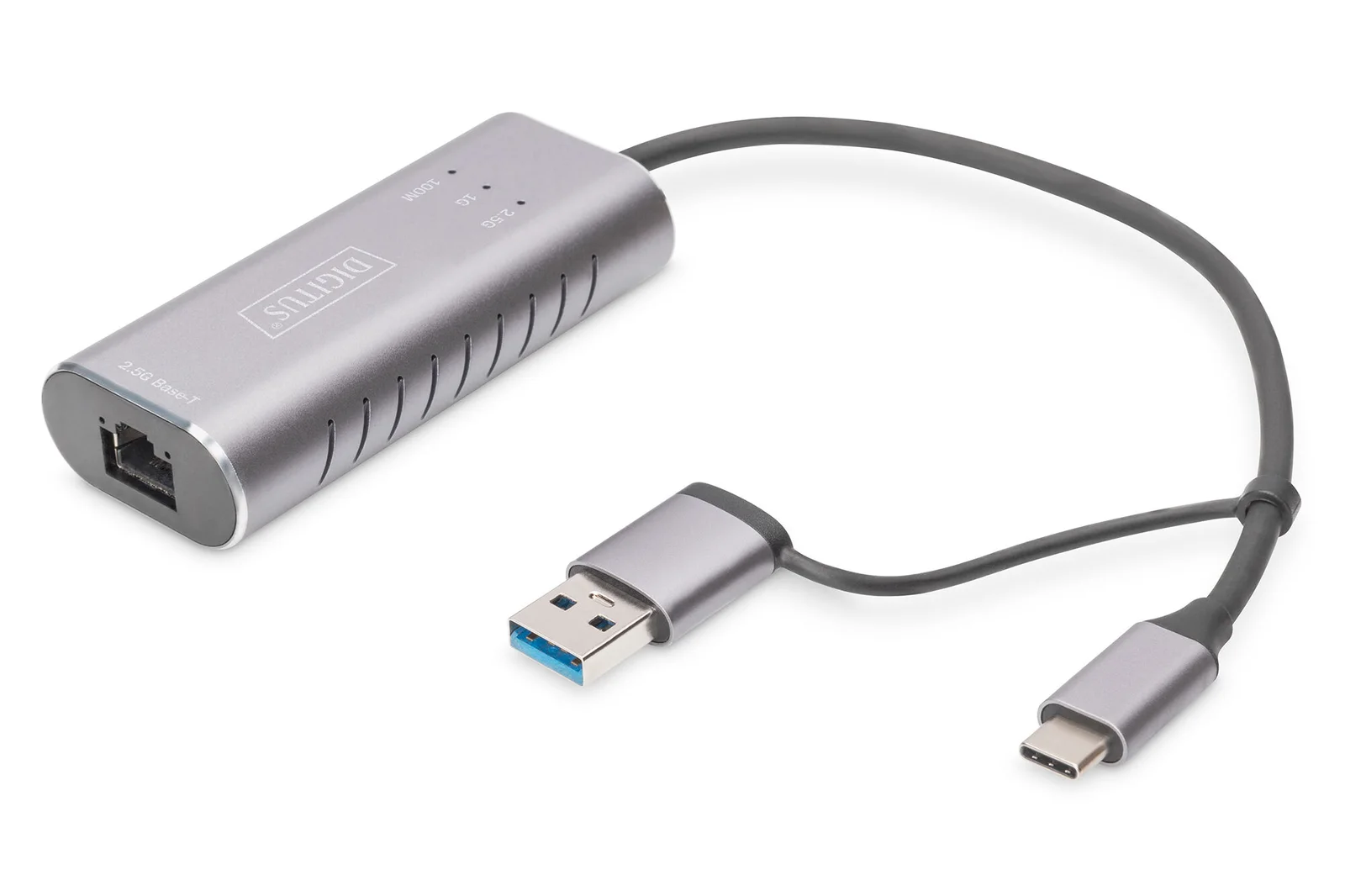 DIGITUS DN-3028 USB Tip C™ Gigabit Ethernet Adaptörü 2.5G, USB-C™ + USB-A (USB 3.1/3.0)
