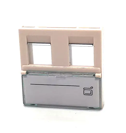 BEEK BN-OUT-FPLT-D Keystone Jack (RJ11&RJ45) Takmak İçin Fransız Tipi 2’li Priz (45/45 mm), Şeffaf Etiket Alanına Sahip