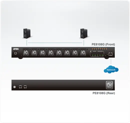 ATEN ATEN-PE8108G Eco PDU/Power Distribution Unit (Elektrik Güç Dağıtım Ünitesi), 8 x IEC 320 C13 priz, 10A maksimum görseli 3
