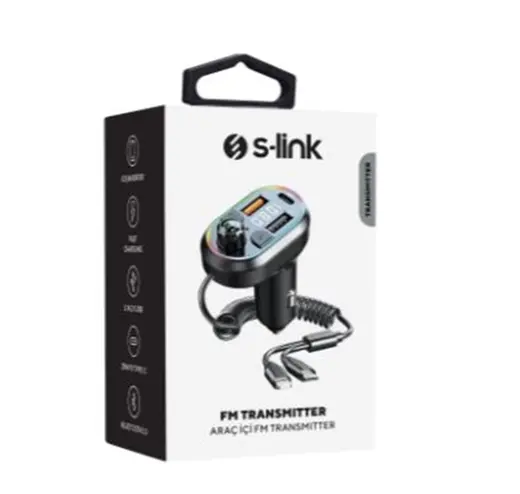 S-link SL-BT307 Çift USB 5V 3.1A-1A Led Işıklı Siyah 2 İn 1 C Port + İphone Bluetooth Fm Transmitter alternatif görünüm