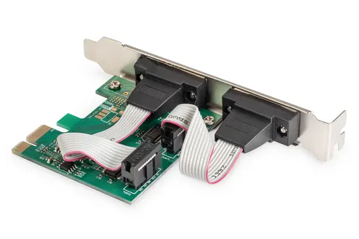DIGITUS DS-30000-1 2 Port Seri PCI Express Kartı, 2 x Seri (DB9 erkek), ASIX99100 chipset'li, Low Profile braket'li