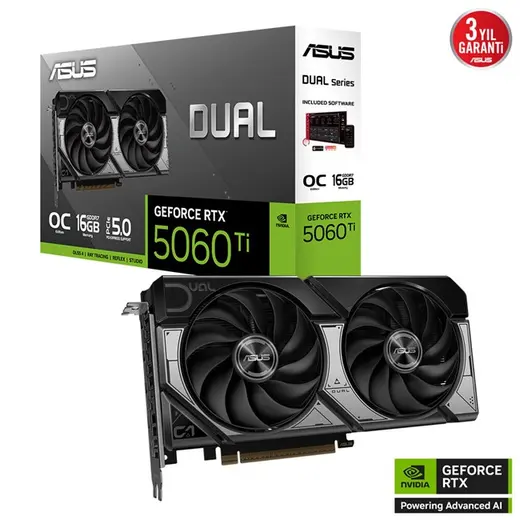 Asus GeForce RTX 5060 TI 16G Dual OC GD7 128Bit görseli 1