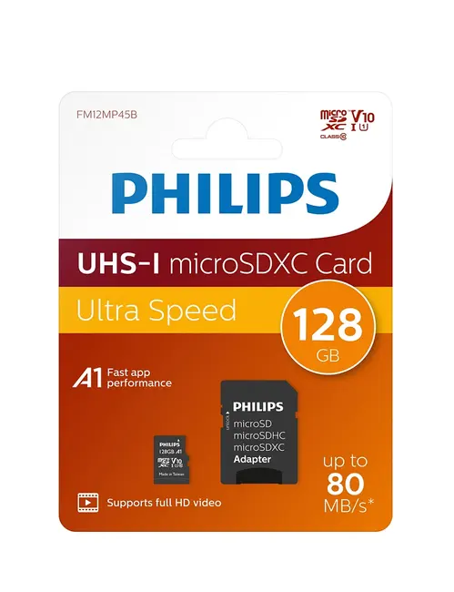 PHILIPS MicroSD 128GB FM12MP45B/00 Class10 Hafıza Kartı görseli 1