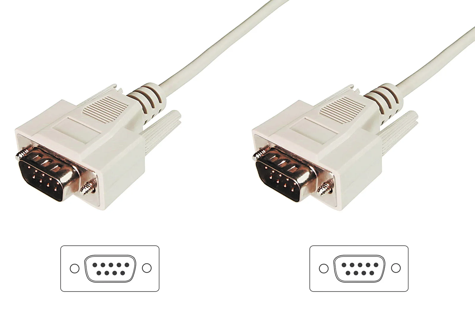 DIGITUS AK-610107-020-E Veri Transfer Kablosu, D-Sub9 Erkek - D-Sub9 Erkek, 2 metre, bej renk