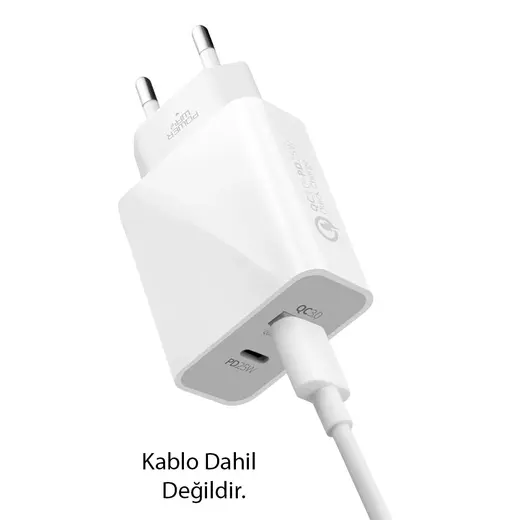 POWERWAY HW25 USB 3.0 / TYPE-C 25W 3.0A HIZLI ŞARJ ALETİ BAŞLIĞI PD25W görseli 4