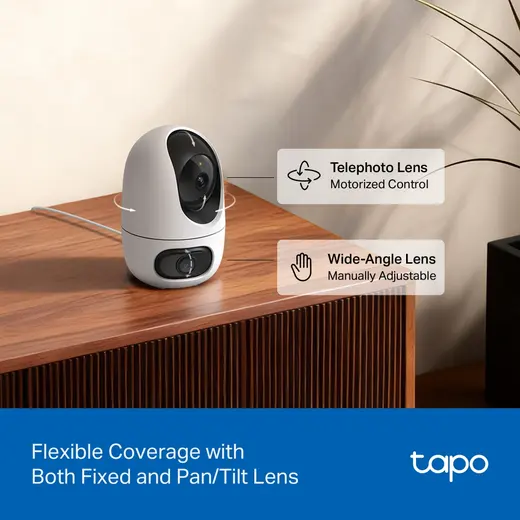 TP-LINK 3MP Çift Lensli Wıfı Kablosuz Pan/Tilt IP Kamera Tapo C245D görseli 7