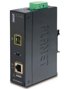 PLANET PL-IGTP-805AT Endüstriyel Tip Media Converter 1000BASE-SX /LX 10/100/1000BASE-T 802.3at PoE+ Injector