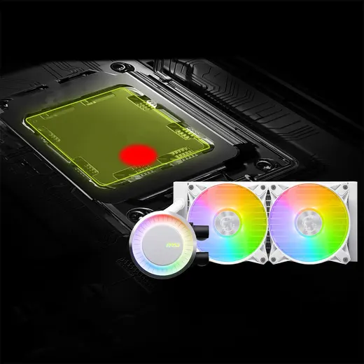MSI 240mm MAG CORELIQUID E240 WHITE ARGB AM5-1851p Sıvı Soğutmalı İşlemci Fanı Beyaz görseli 3