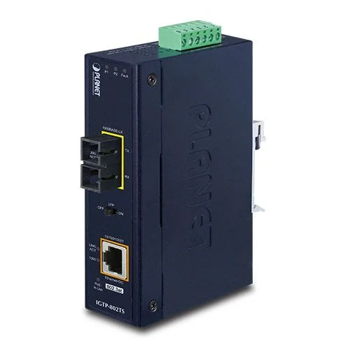 PLANET PL-IGTP-802TS Endüstriyel Media Converter 1000BASE-LX (SC,SM) 10/100/1000BASE-T 802.3at PoE+ 10km 1000BASE-LX to