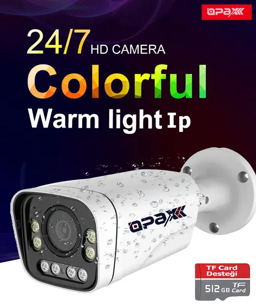 OPAX-7452 3MP IP TFT CARD DESTEĞİ H.265+ 8 WARM LIGHT FULL COLOR 3.6 MM METAL BULLET CAMERA alternatif görünüm