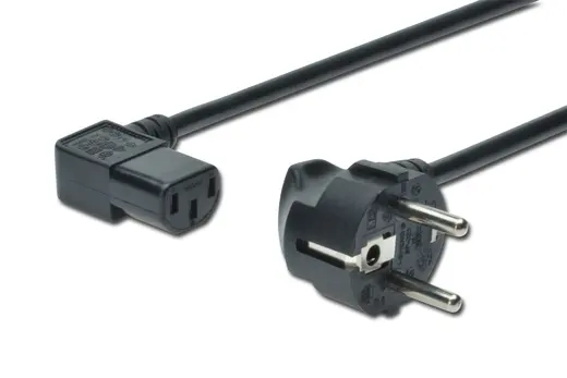 DIGITUS AK-440102-018-S Güç Kablosu, CEE 7/7 (Typ-F) - C13, 90ø açılı, Erkek / Dişi, 1.8 metre, H05VV-F3G 0.75qmm