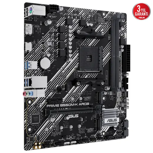 ASUS PRIME B550M-K ARGB AMD AM4 DDR4 4866 DP HDMI Çift M2 USB3.2 AURA RGB mATX alternatif görünüm